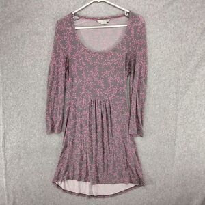 Boden Dress Wmns 2 Gray Pink Floral Cherry Blossom Pullover Fit Flare Stretch